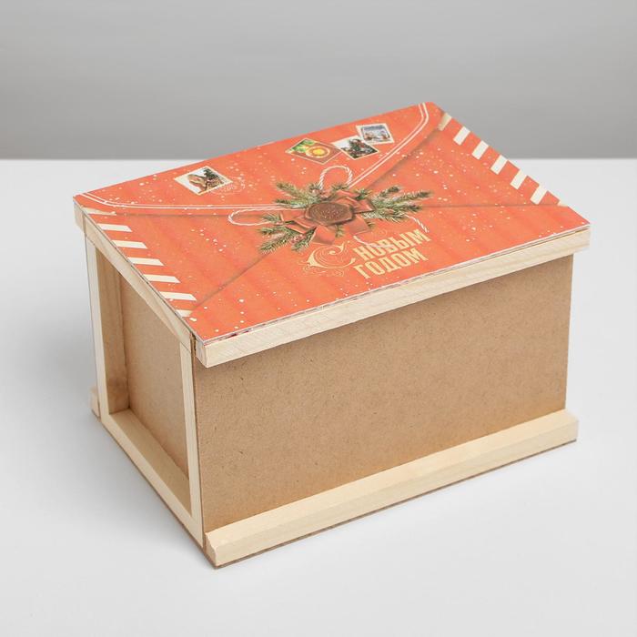 Ящик деревянный бандероль «С новым годом», 25 × 18 × 15 см