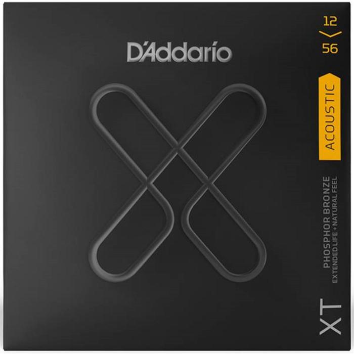 фото Струны для акустической гитары d'addario xtapb1256 xt фосф.бронза, 12-56, с покрытием d`addario