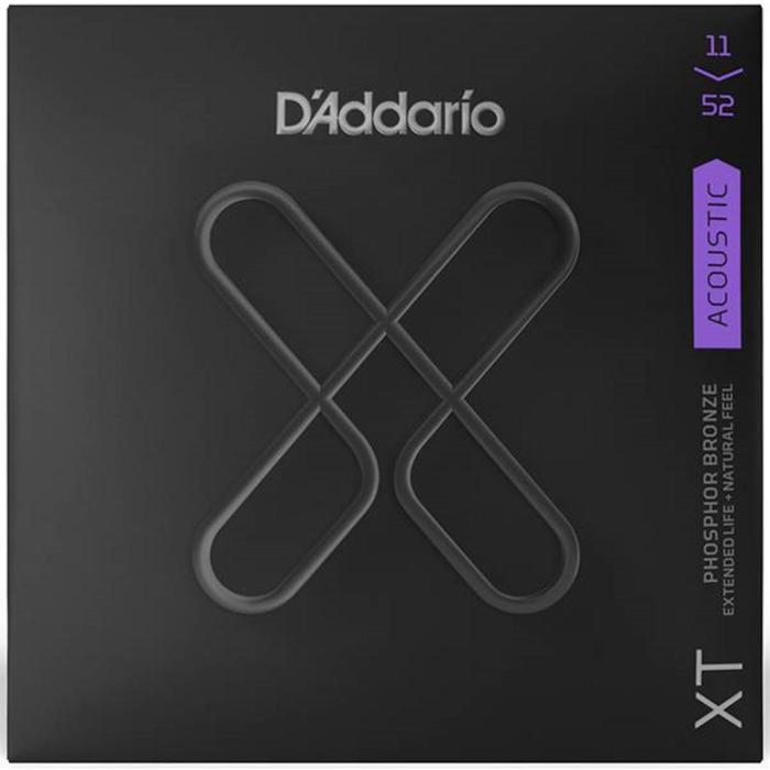 фото Струны для акустической гитары d'addario xtapb1152 xt фосф.бронза, 11-52, с покрытием d`addario