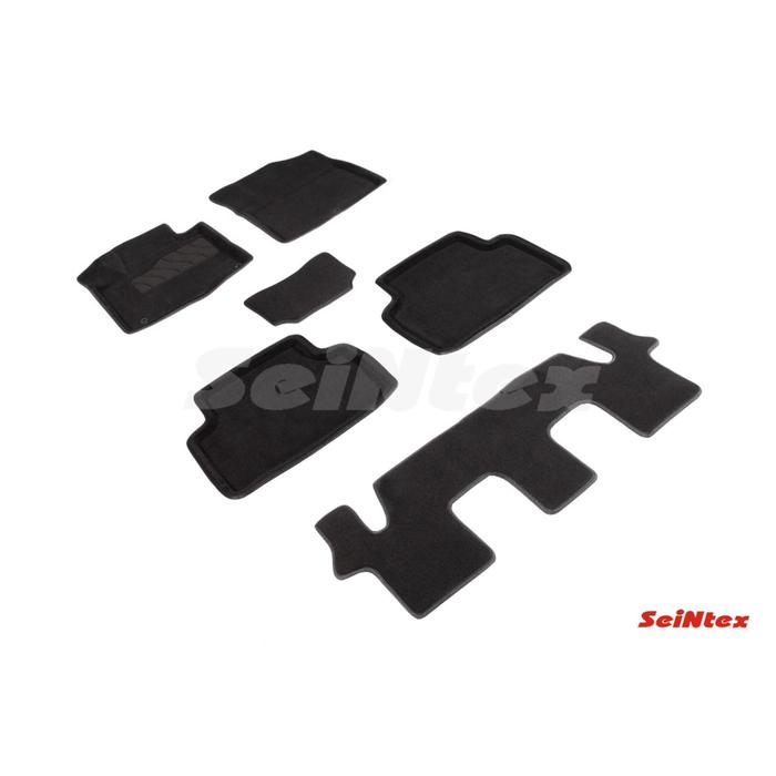 Коврики 3D для KIA Sorento IV, 7 seats, 2020-н.в, черные , комплект бесштыревой замок на рулевой вал 2664 для kia sorento 2020