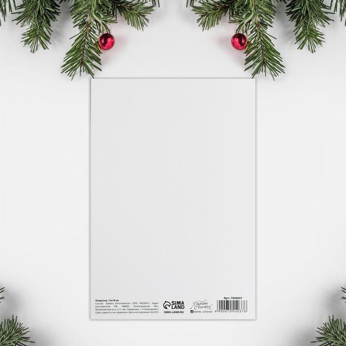 фото Открытка «с новым годом», варежки, 12 × 18 см дарите счастье