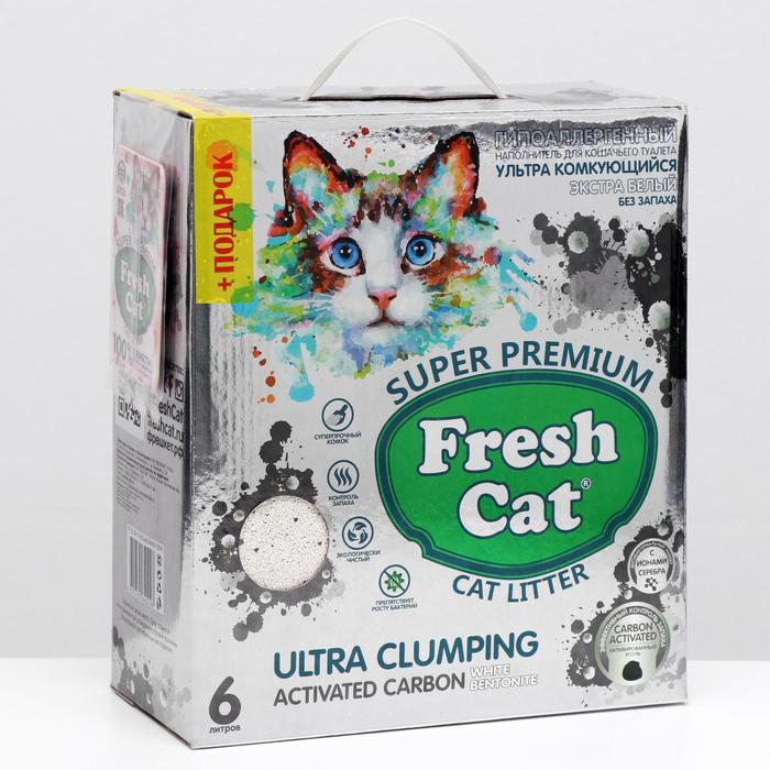 

Наполнитель комкующийся Fresh cat с природным углём, 6 л