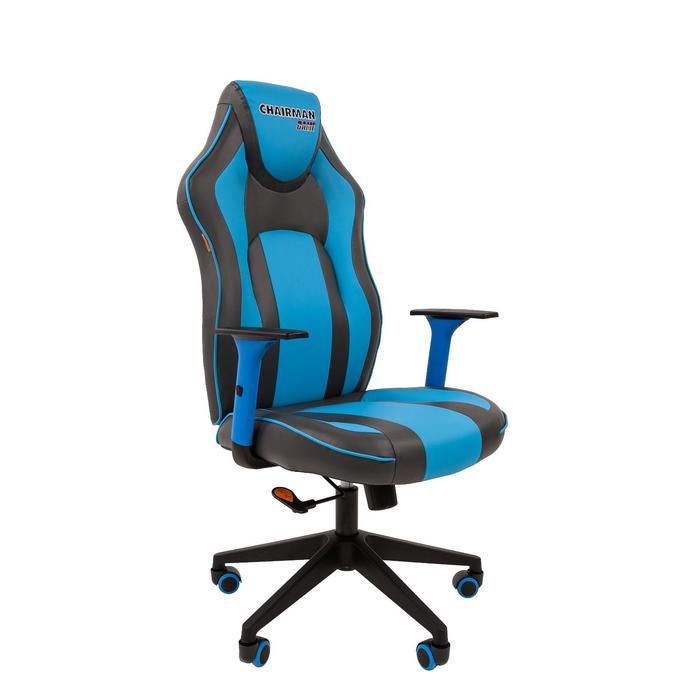 фото Игровое кресло "chairman game" 23 экопремиум серый/голубой