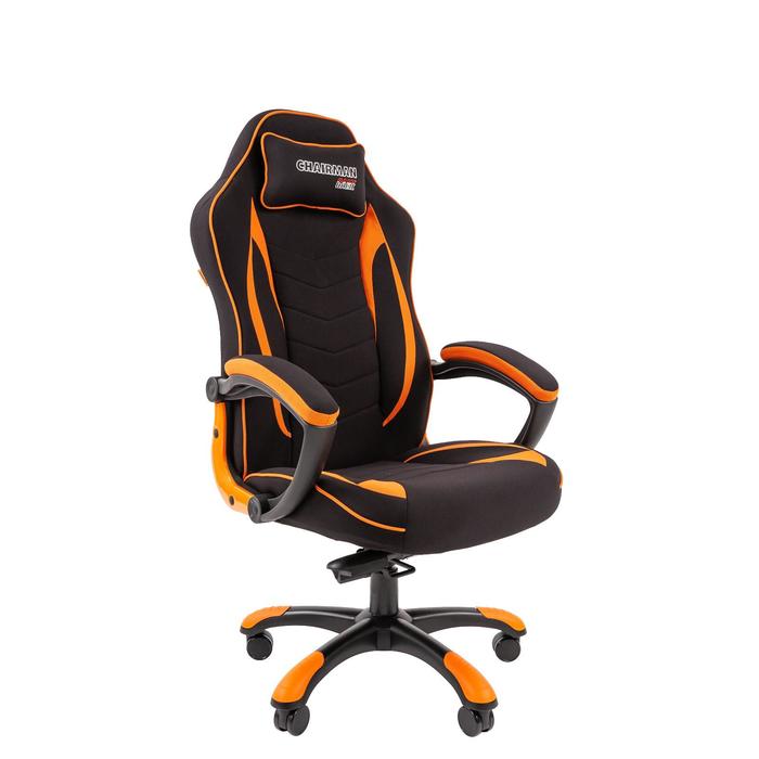 Игровое кресло Chairman game 28 ткань черный/оранжевый