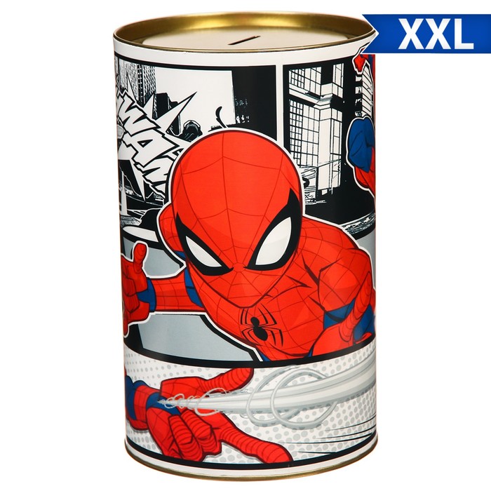 Копилка металлическая, 6,5 см х 6,5 см х 12 см, XXL Супер герой, Человек-паук копилка spider sense человек паук 6 5 см х 6 5 см х 12 см