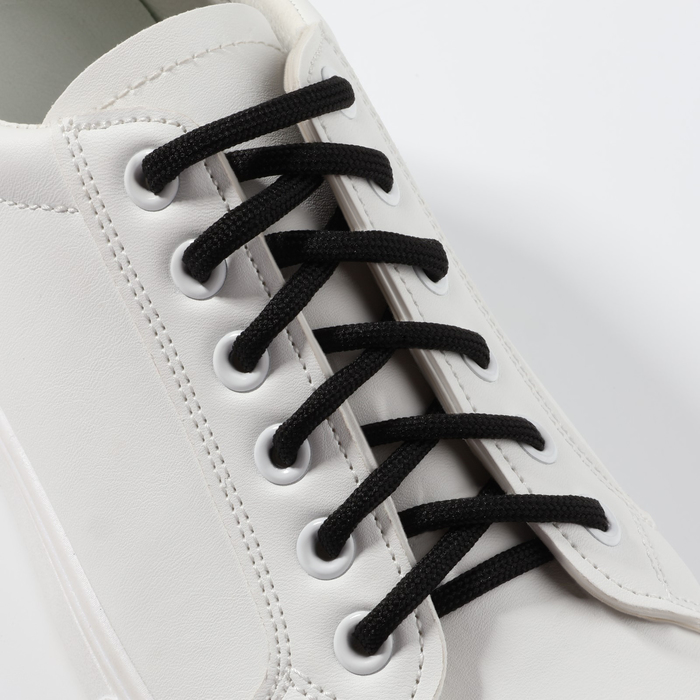 Шнурки для обуви, пара, круглые, d = 5 мм, 90 см, цвет чёрный шнурки домашний сундук актив 90 см белые круглые усиленные