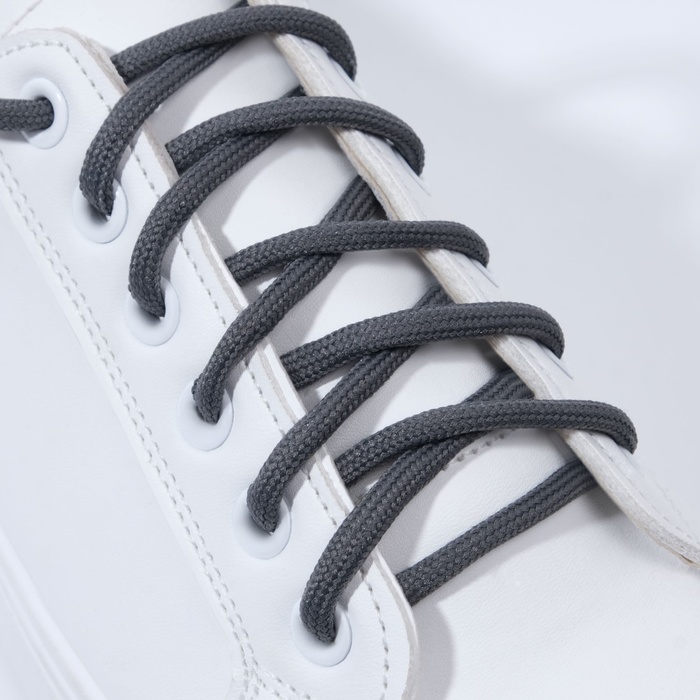 Шнурки для обуви, пара, круглые, d 5 мм, 90 см, цвет тёмно-серый