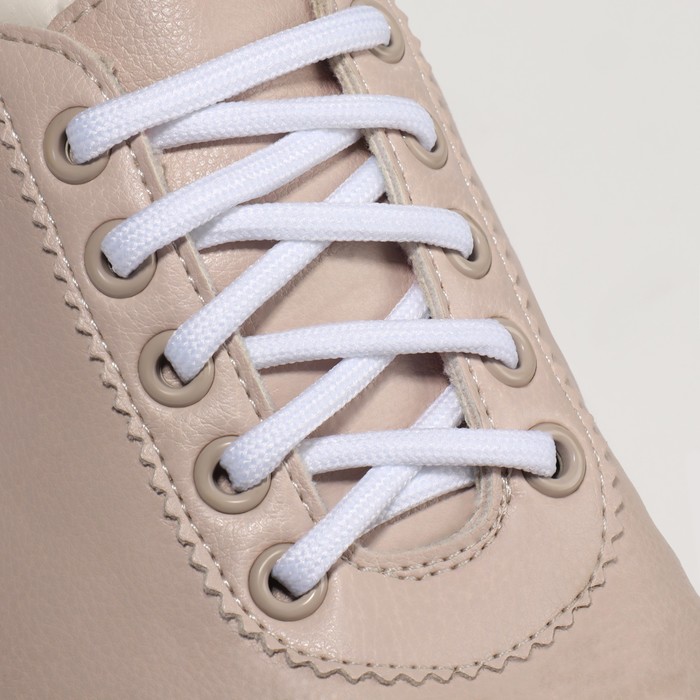 Шнурки для обуви, пара, круглые, d = 5 мм, 90 см, цвет белый