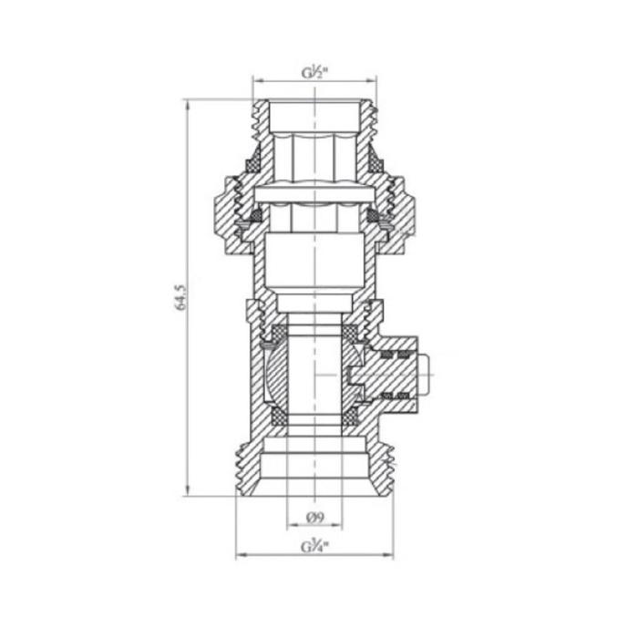 фото Узел подключения радиатора ogint 022-4722, 1/2"x3/4, pn 10, раздельный, прямой