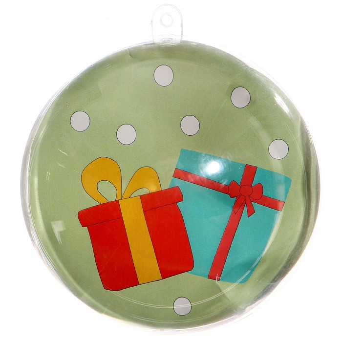 Ёлочное украшение под раскраску «Подарки» диаметр: 8 см; 2 шт., краски 6 цв по 2 мл, кисть