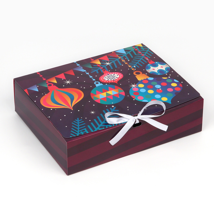 Коробка складная двухсторонняя «Сияй в новом году», 31 × 24,5 × 9 см artfox набор цветных ручек с блестками 4 шт сияй в новом году