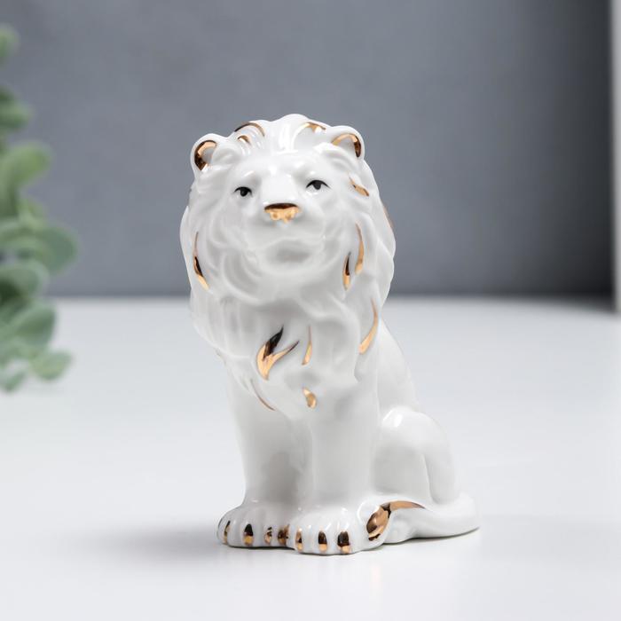 Сувенир керамика Белый лев с золотом 10 см сувенир керамика белоснежный слон с золотом 17 см