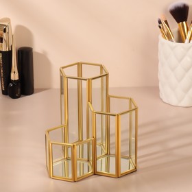 

Органайзер для хранения косметических принадлежностей, 3 секции, 11,8 × 11,4 × 11,7 см, цвет прозрачный/медный