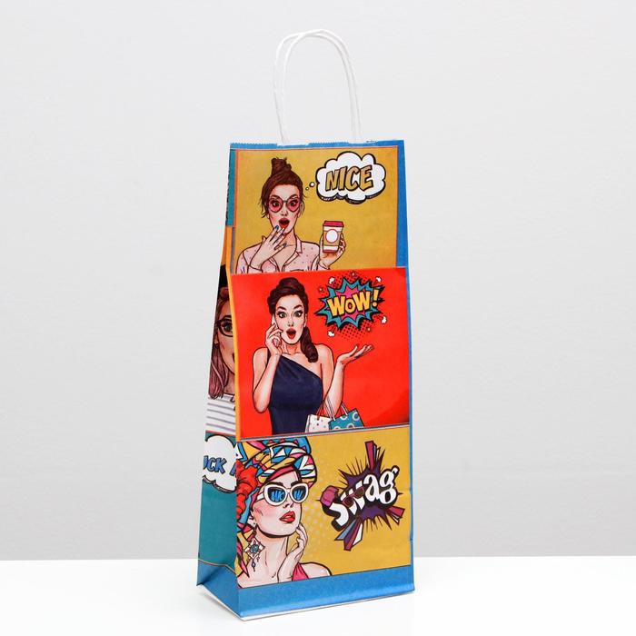 

Пакет подарочный крафт "Pop Art", 14 х 8 х 33 см