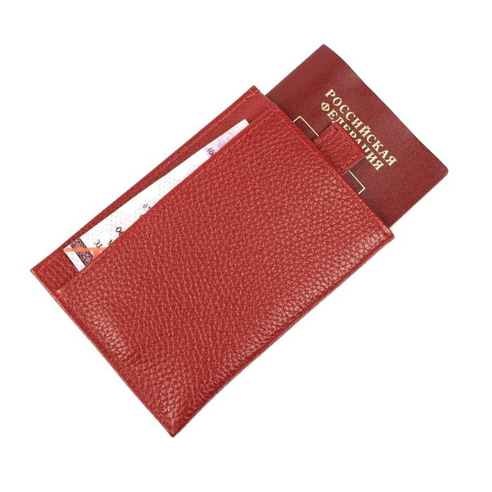 Обложка-футляр для паспорта П408, 1 карман, н/к, красный флотер