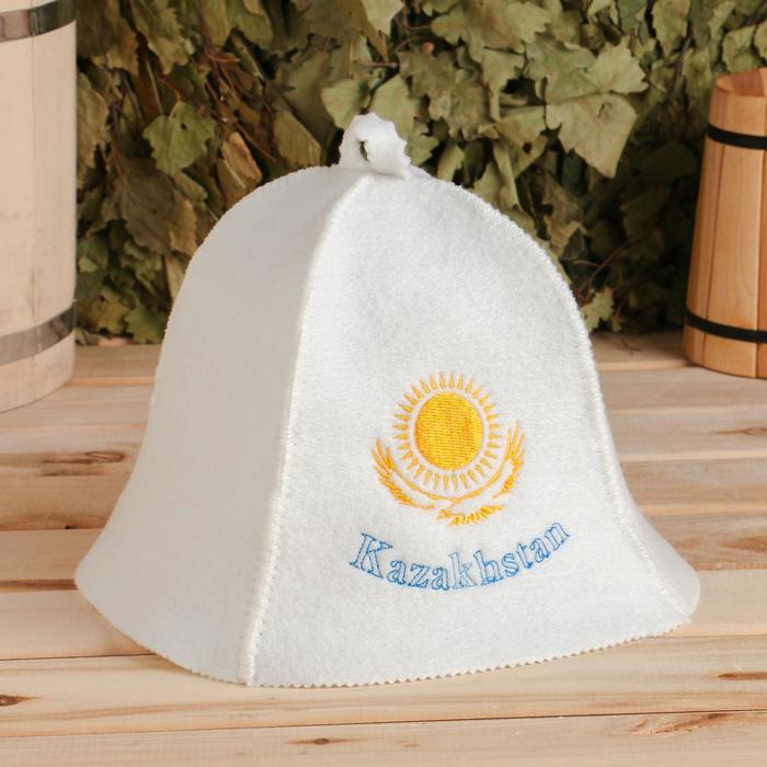 Шапка для бани с вышивкой Kazakhstan шапка для бани с вышивкой без баб