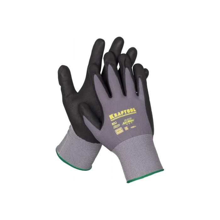 Перчатки рабочие, нитриловые, эластичные, размер L, KRAFTOOL перчатки рабочие kendo размер l