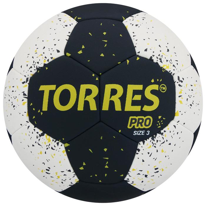 фото Мяч гандбольный torres pro, размер 3, пу, гибридная сшивка, цвет чёрный/белый/жёлтый