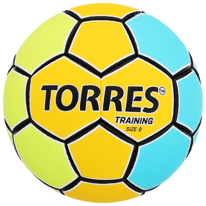 фото Мяч гандбольный torres training, размер 0, пу, ручная сшивка, цвет жёлтый/голубой