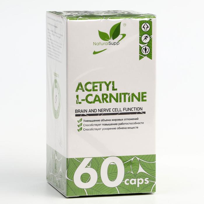 фото Аминокислота acetyl-l-carnitine, ацетил л-карнитин, 750 мг 60 капсул naturalsupp