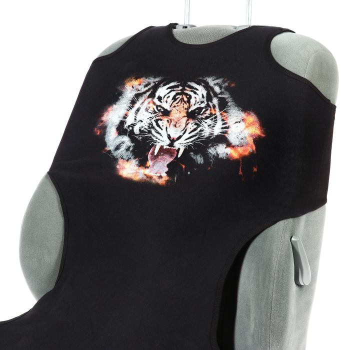 фото Чехол-майка комфорт-люкс "тигр в огне", на переднее сиденье
