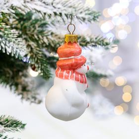 

Ёлочная игрушка "Снеговик с подарком", 9.5 см, стекло