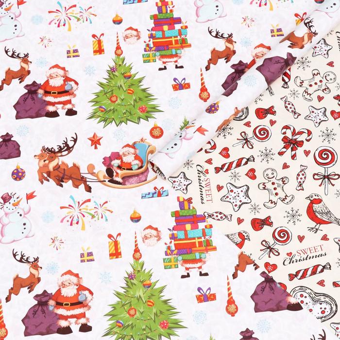 Бумага упаковочная глянцевая Рождество, двусторонняя, 70 х 100 см бумага упаковочная глянцевая двусторонняя фламинго 70 × 100 см
