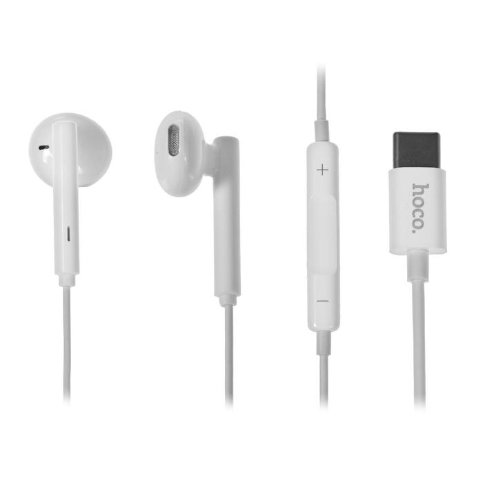 фото Наушники hoco l10, проводные, вкладыши, микрофон, usb type-c, 1.2 м, белые