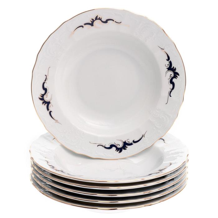 Тарелка глубокая Bernadotte, декор «Синие вензеля», 23 см глубокая тарелка bernadotte гуси 23 см фарфор