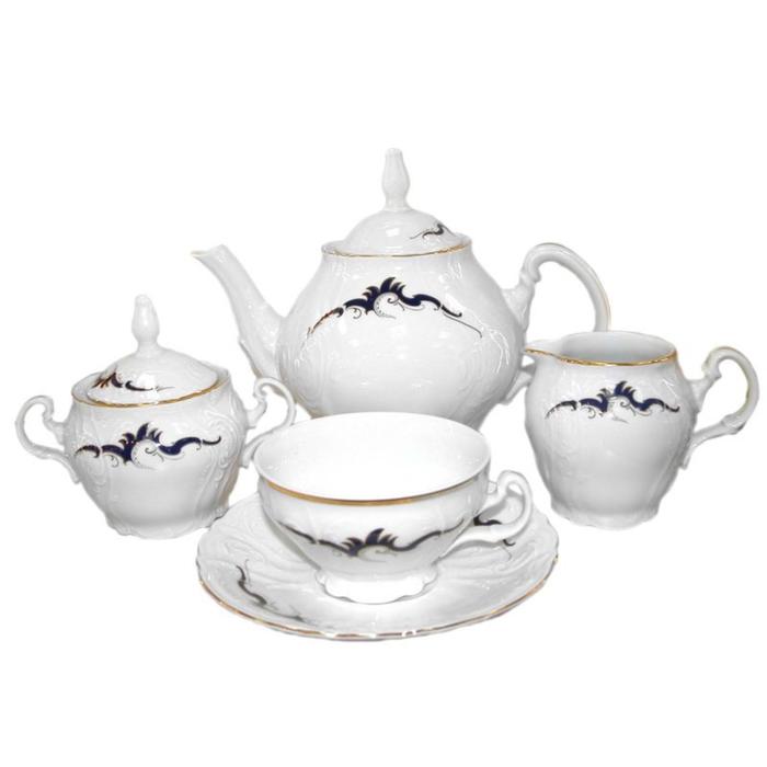 

Чайный сервиз 6/9 Bernadotte, декор «Синие вензеля», 15 предметов