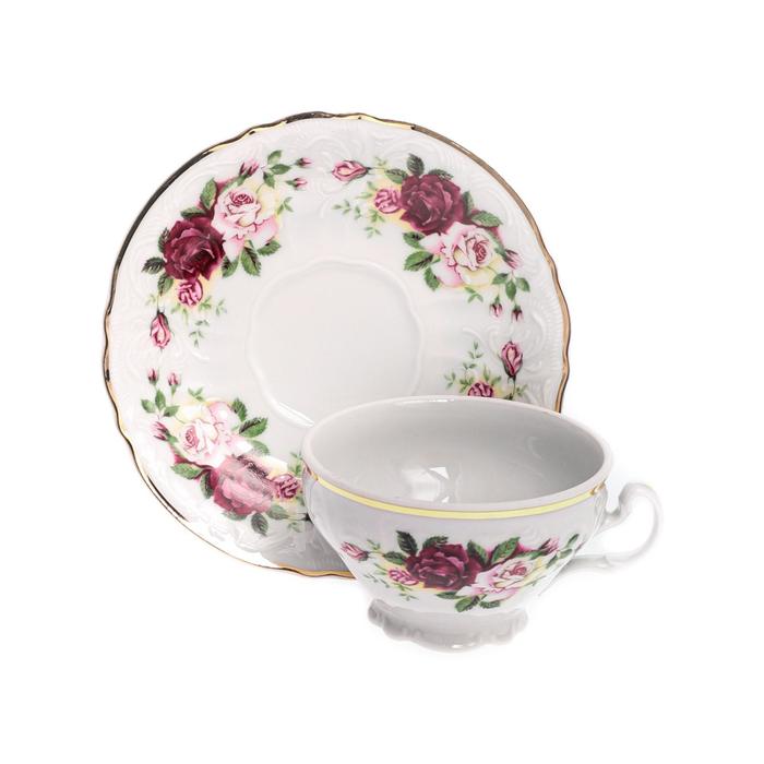 Чашка с блюдцем Bernadotte «Английская роза, отводка золото», 205 мл чашка с блюдцем bernadotte дикая роза 310 мл