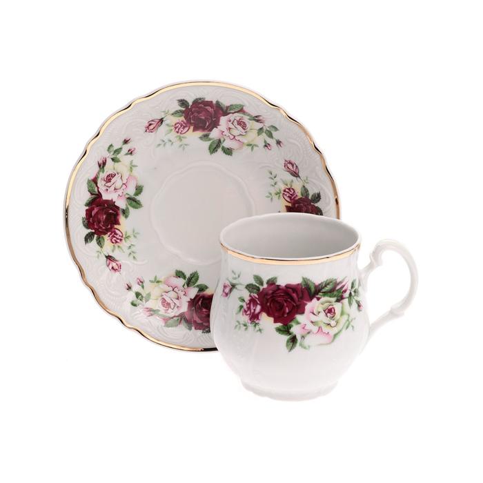Чашка для чая 310 мл с блюдцем 160 мм Bernadotte Bernadotte, декор «Английская роза, отводка золото» чашка с блюдцем bernadotte дикая роза 310 мл