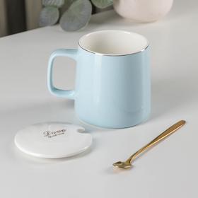 

Кружка «Кошечки», 400 мл, с керамической крышкой и ложкой, цвет МИКС