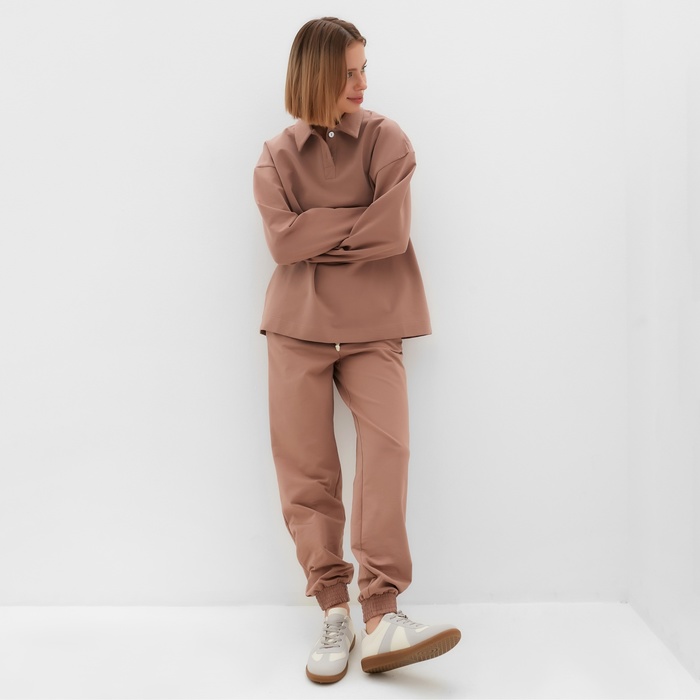 фото Костюм женский (джемпер, брюки) minaku: casual collection цвет бежевый, размер 44