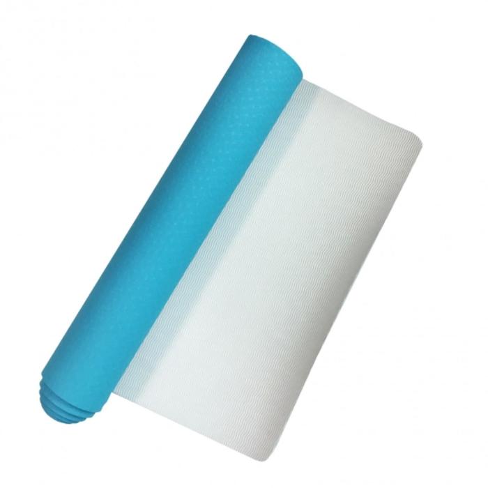 Коврик для йоги, размер 173х61х0,6 см, цвет голубой