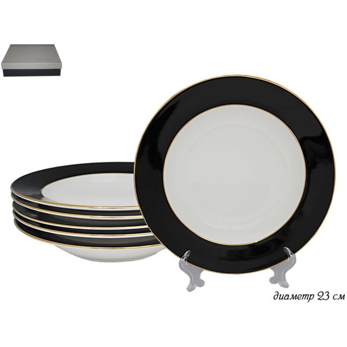 Набор глубоких тарелок Lenardi Black, d=23 см, 6 шт набор глубоких тарелок lenardi hanomi d 23 см 6 шт