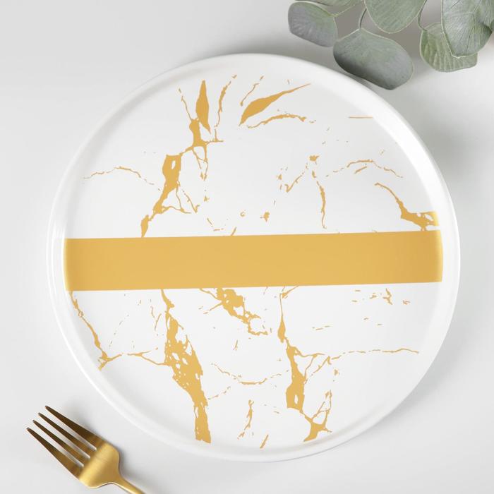 Тарелка керамическая обеденная Gold, d=25 см, цвет белый тарелка обеденная gold 20х2 см цвет белый