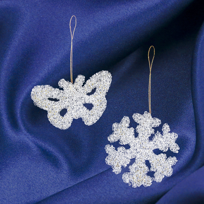 Ёлочная игрушка "Бабочка и снежинка" (набор 2 шт.)