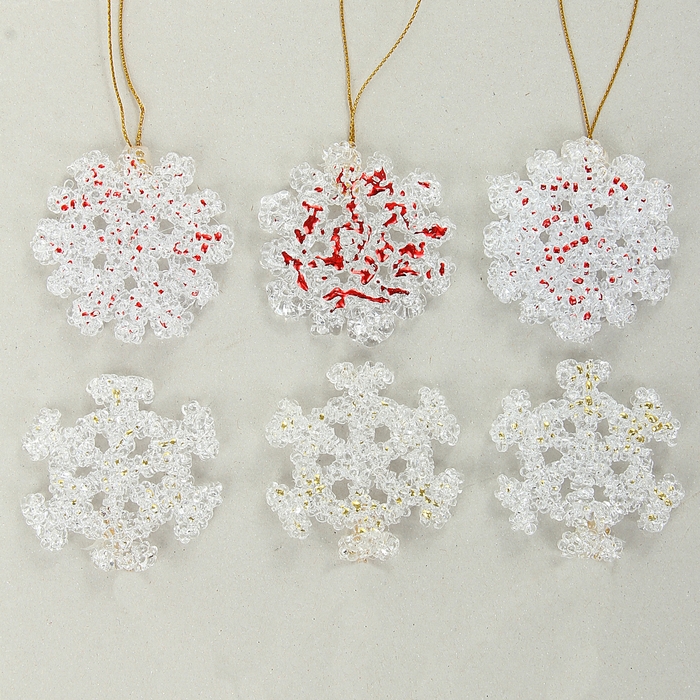 Ёлочные игрушки "Снежинки с крапинками" (набор 6 шт.)