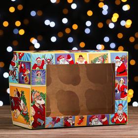 Упаковка на 6 капкейков с окном 'Новогодние супергерои', 25 х 17 х 10 см Ош