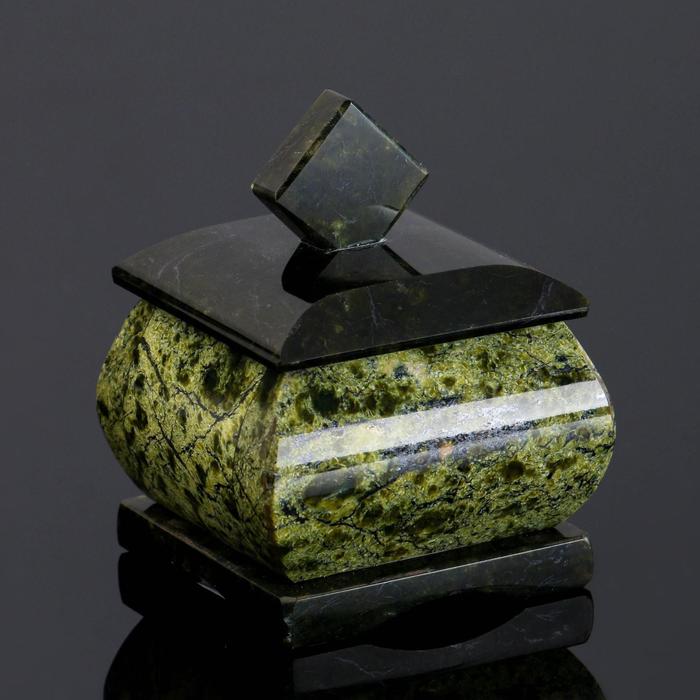 Шкатулка Малый ларчик, 5х5х6 см, натуральный камень змеевик