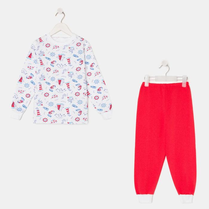 Пижама для мальчика НАЧЁС, цвет белый/красный, рост 104 см