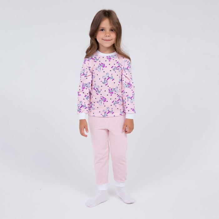Пижама для девочки НАЧЁС, цвет белый/розовый, рост 104