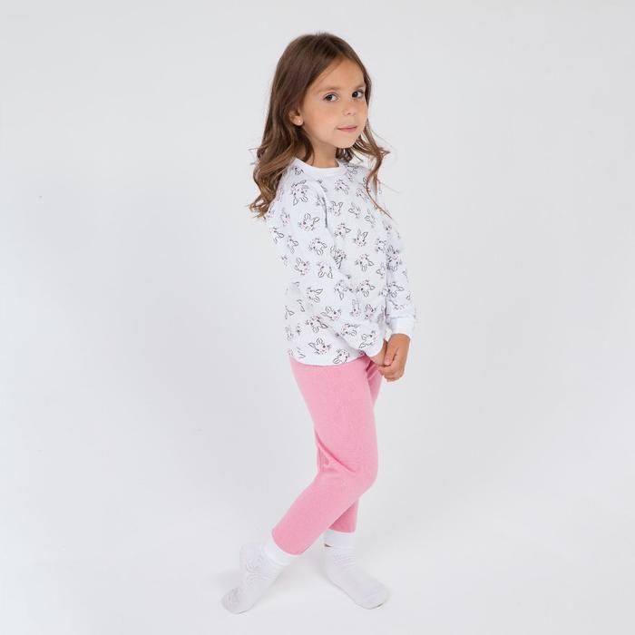 Пижама для девочки НАЧЁС, цвет белый/розовый, рост 110 см