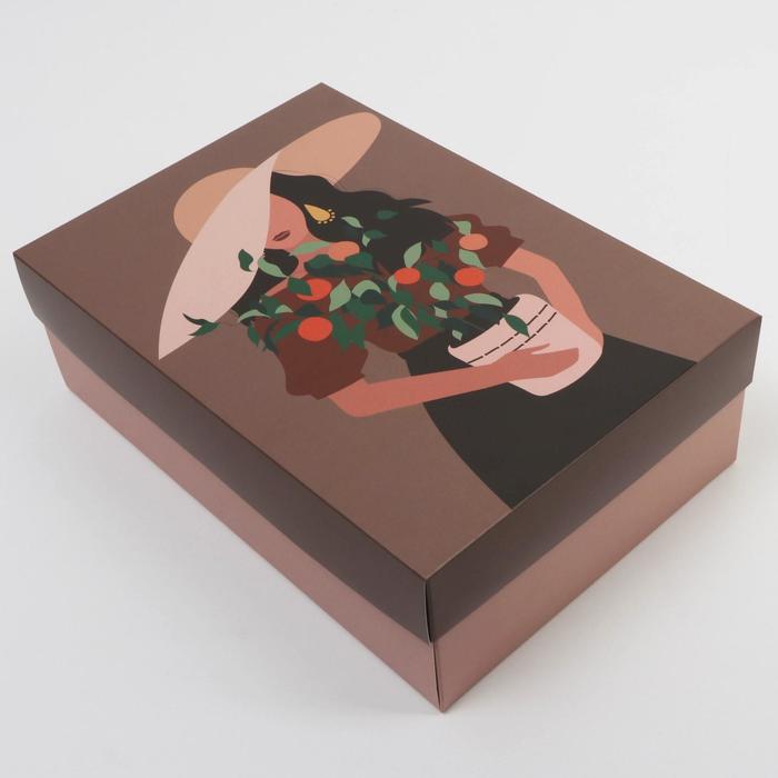Коробка подарочная складная, упаковка, «Девушка с цветами», 30 х 20 х 9 см 30 шт упаковка бумажные кружевные материалы с цветами