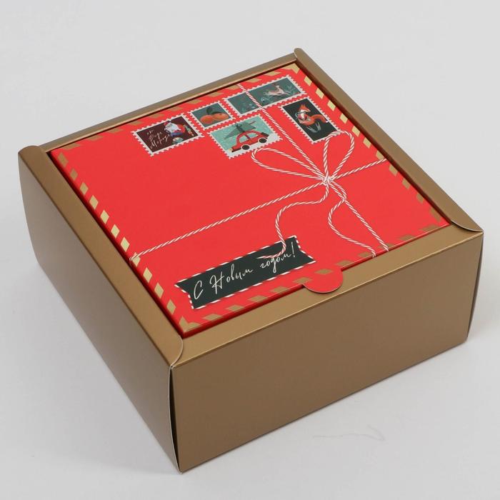 Коробка складная «Новогодняя почта», 15 × 15 × 7 см складная коробка волшебство 15 × 15 × 7 см