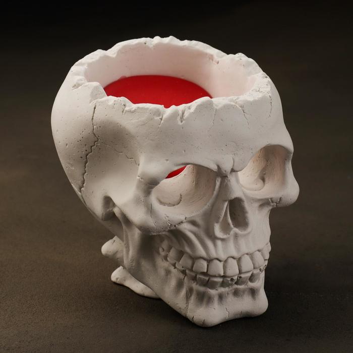 свеча фигурная ритуальная череп 6 см черный Свеча фигурная в бетоне Плачущий череп, красный