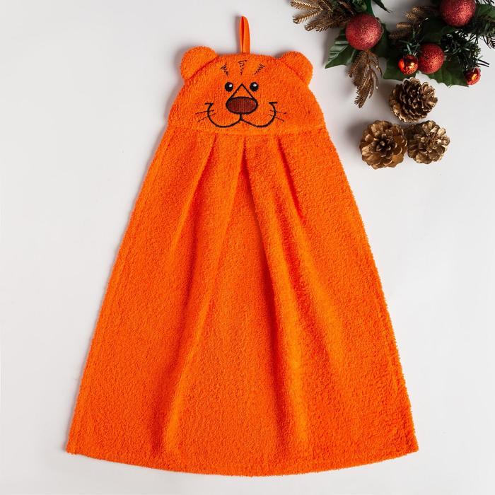 Полотенце-рушник махровый Тигр 35х43см, оранжевый 300 г/м  хл100%
