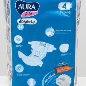 

Подгузники одноразовые для детей Aura Baby 4/L 7-14 кг small-pack 12шт