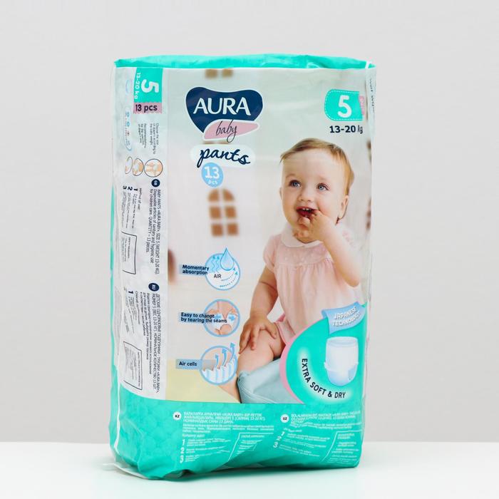 фото Трусики одноразовые для детей aura baby 5/xl 13-20 кг small-pack 13шт